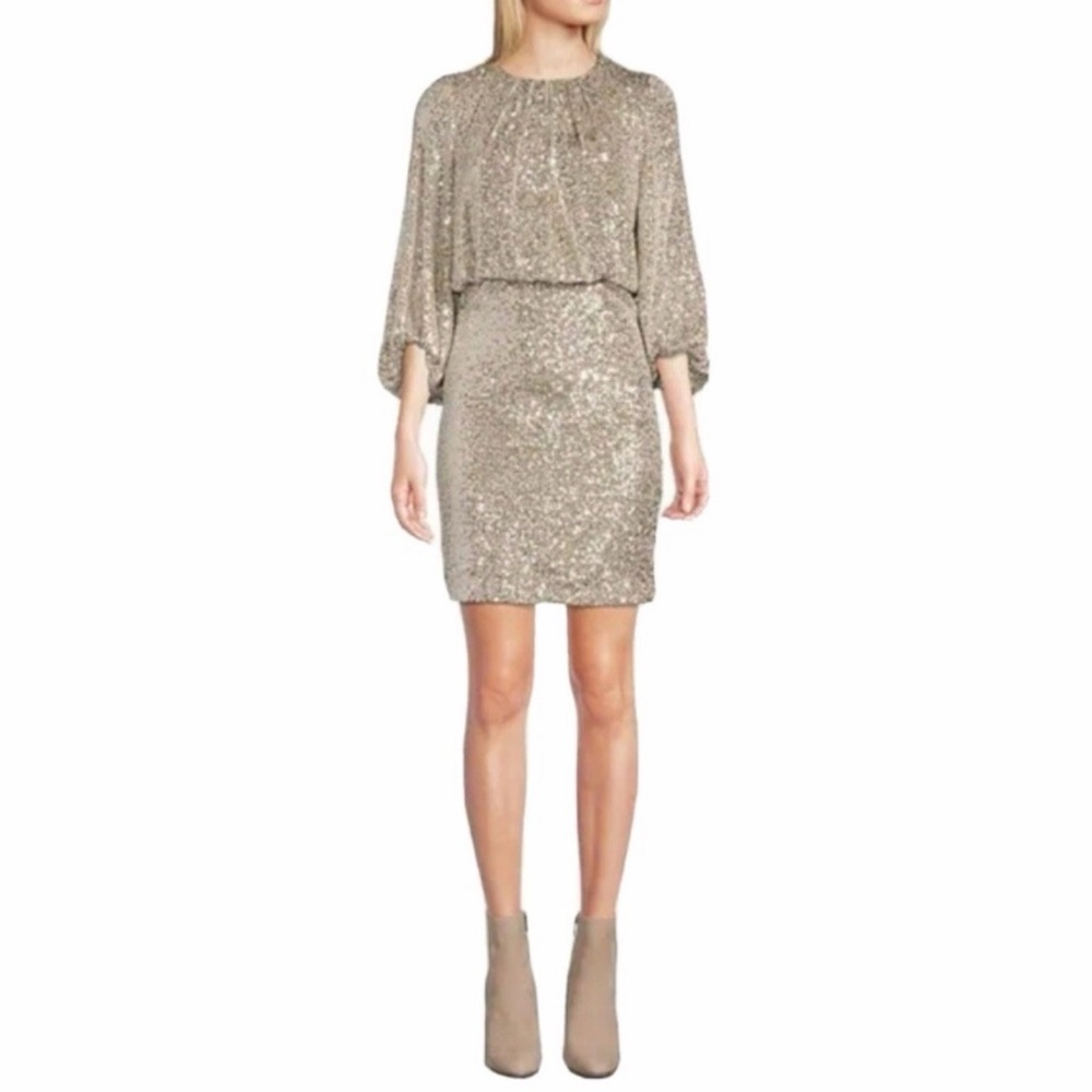 Vince Camuto 3/4 Balloon
Sleeve Crew Neck Sequins Dress